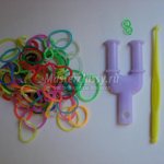 DIY friendship bracelet made from rubber bands and floss threads with video